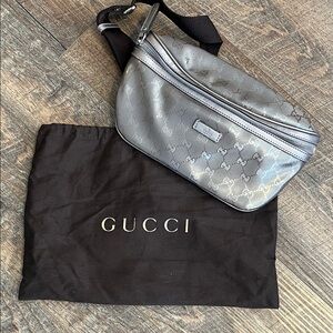 Gucci Metallic Silver GG Belt Bag